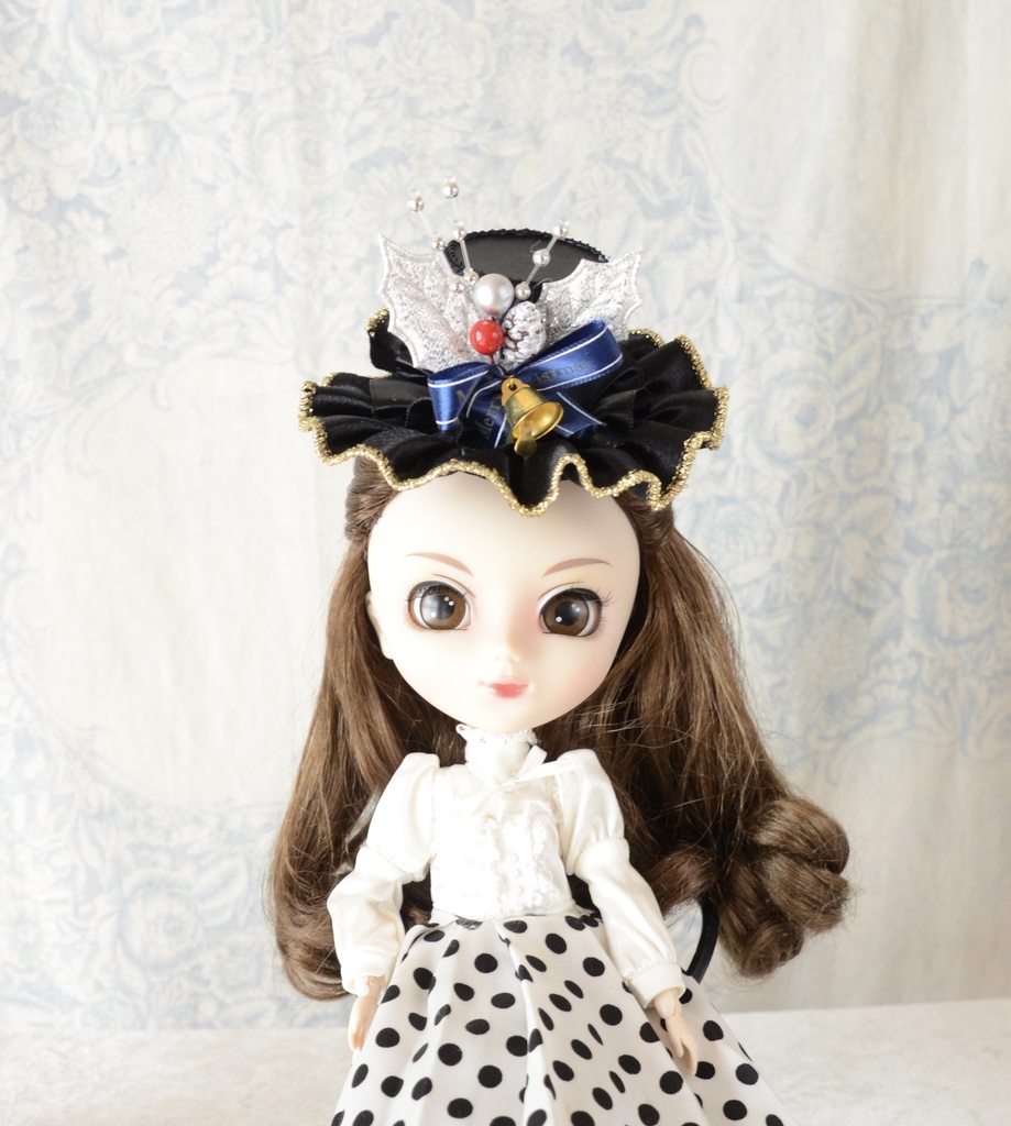 ミニハット(クリスマスヒイラギ・ブラック)