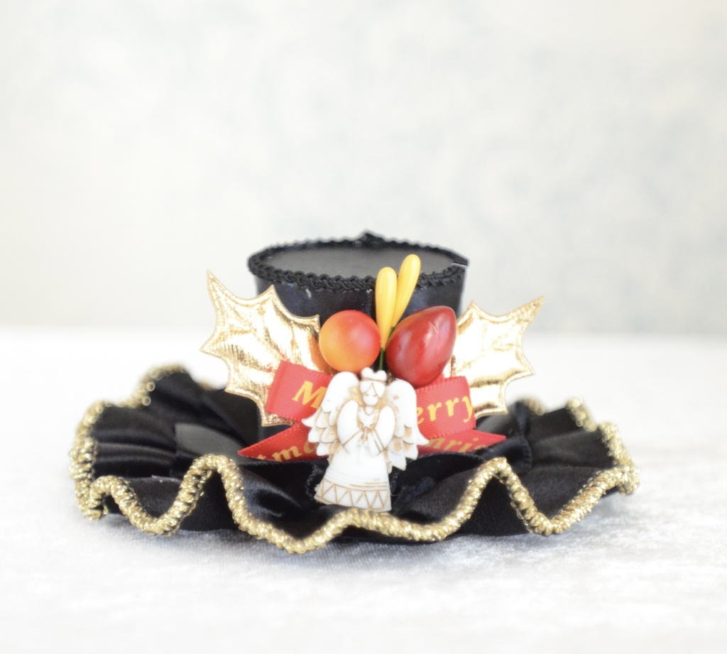 ミニハット(クリスマスヒイラギ・ブラック)