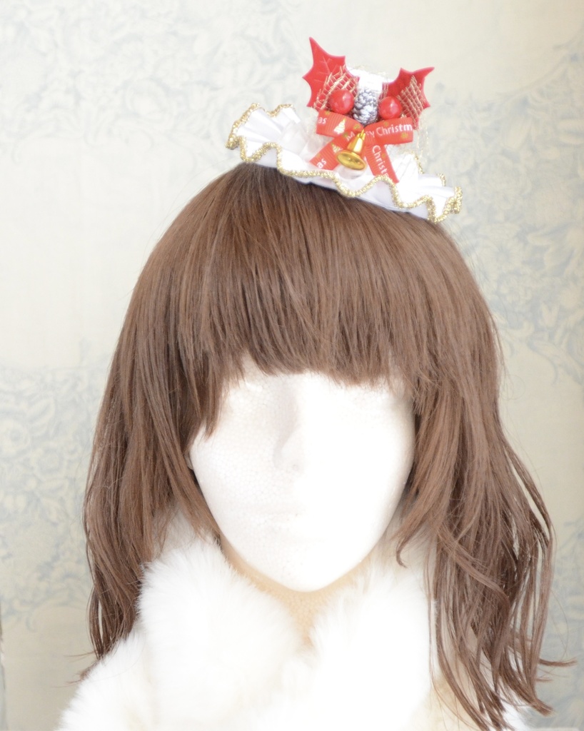 ミニハット(クリスマスヒイラギ・ホワイト)