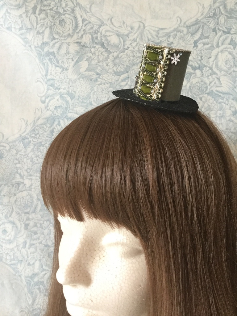 ミニハット(ドルマン風スノー・モスグリーン)