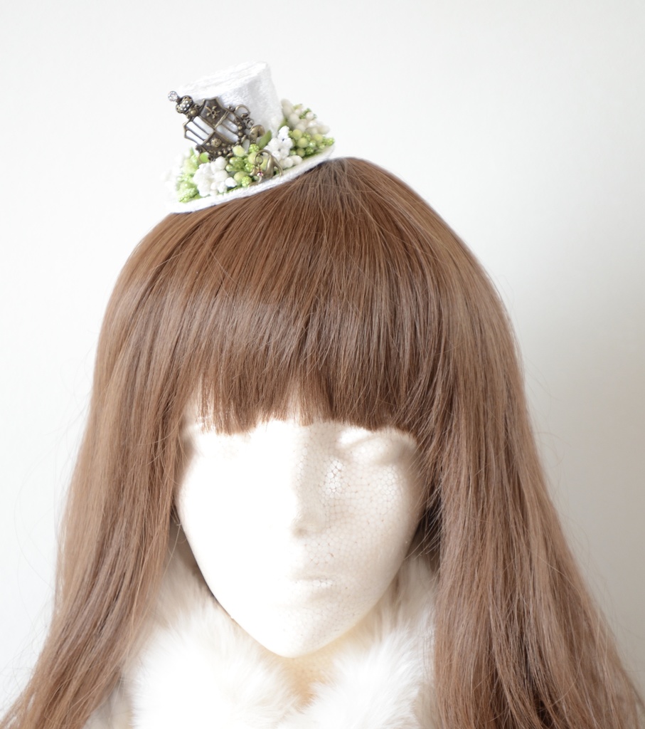 ミニハット(アンティークエンブレム・白緑)