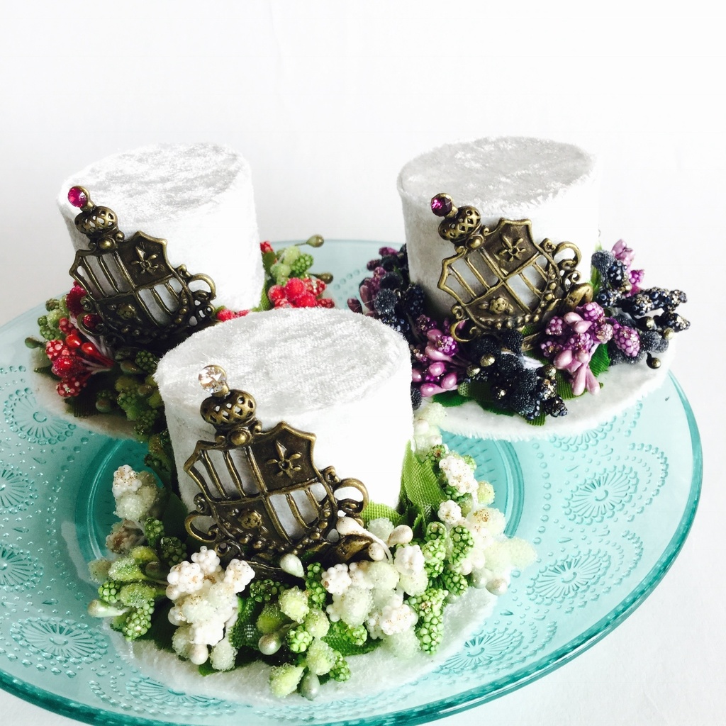 ミニハット(アンティークエンブレム・白緑)