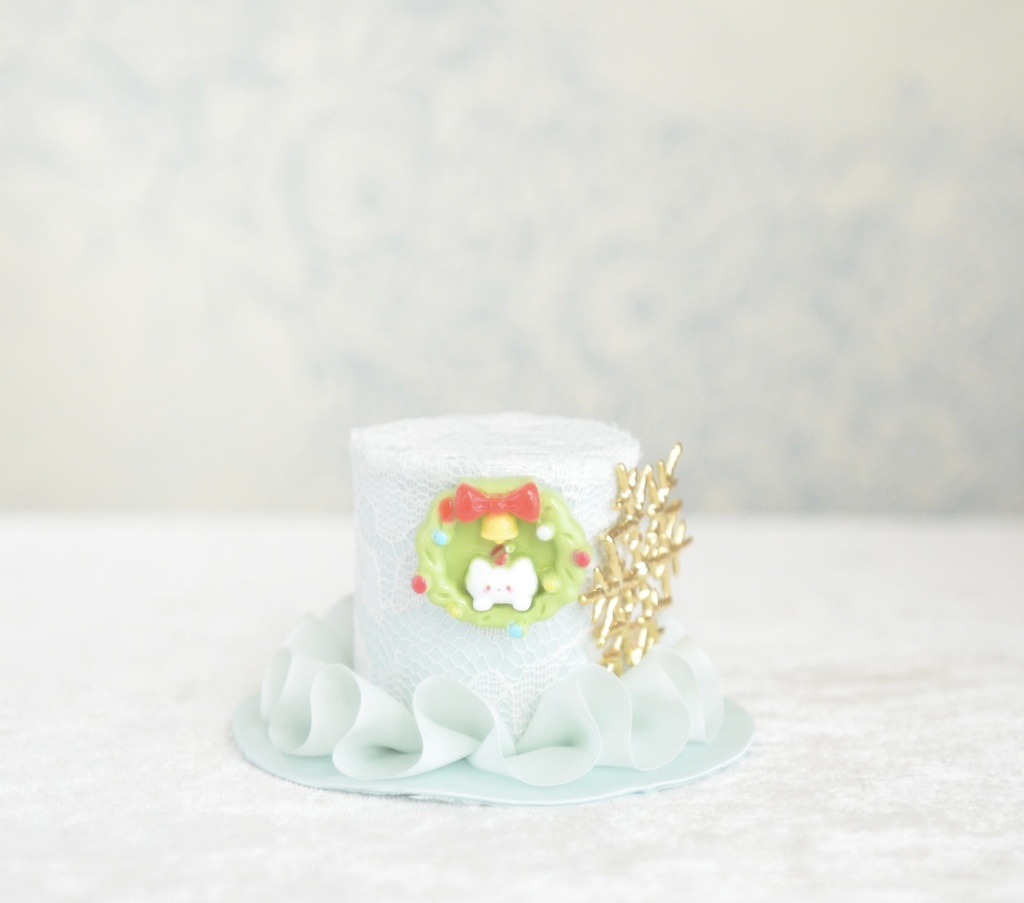 ミニハット（クリスマスリースにゃんこ）