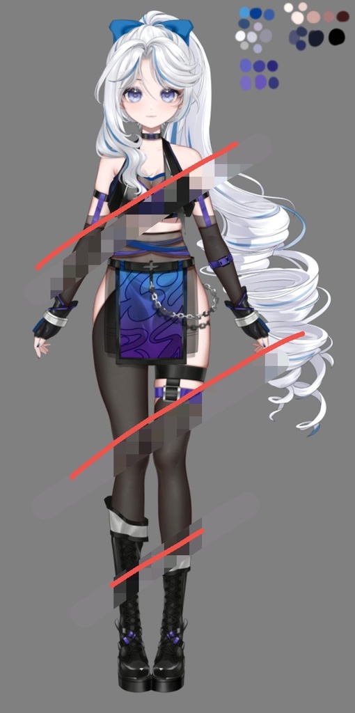 【限1】live2d完成品フィギュア立ち絵白毛挑染め忍者ガール・童顔巨乳です