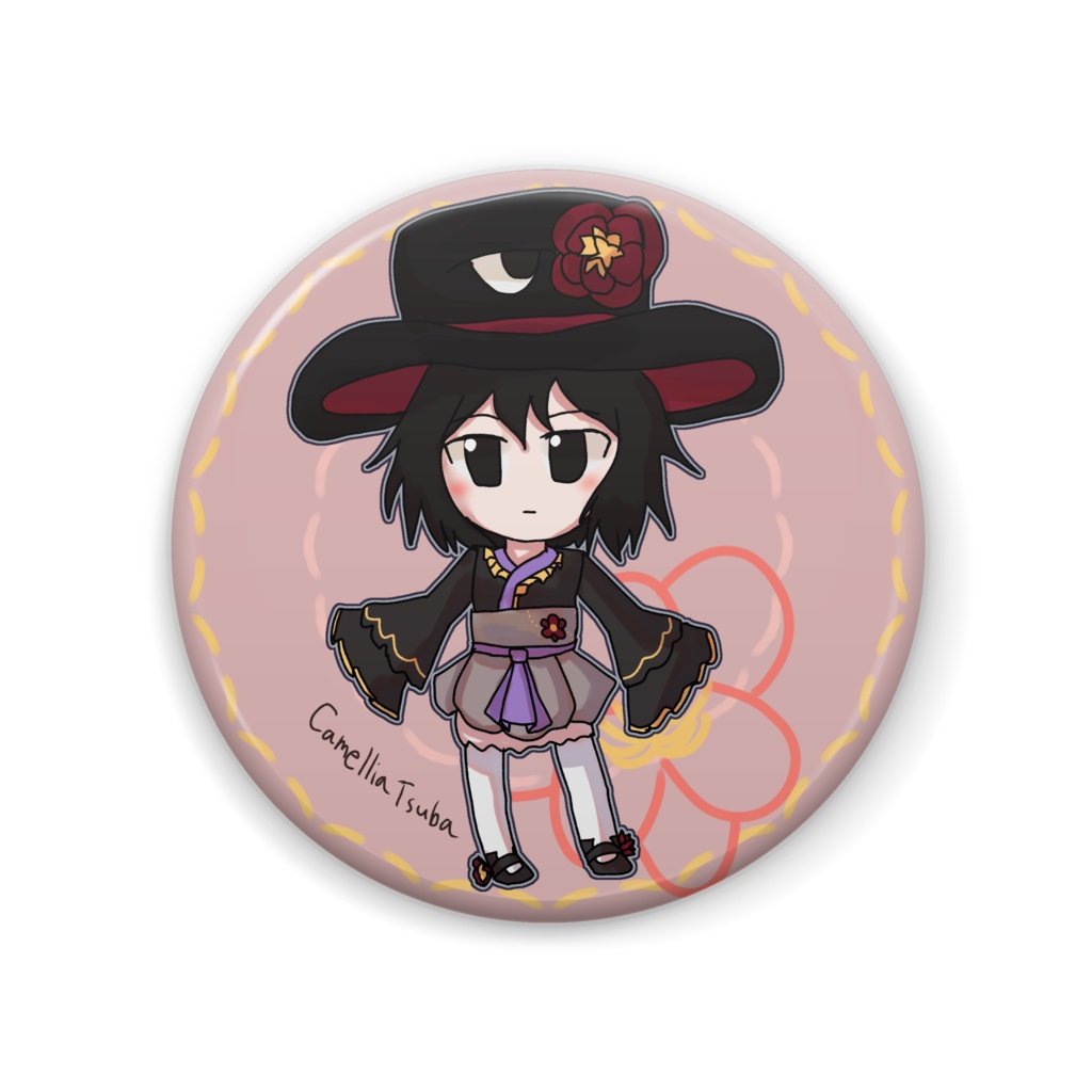 ［連縁Project］椿玄鳥缶バッジ