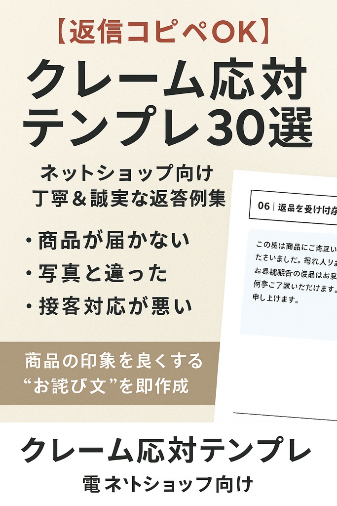 《保存版》クレーム応対テンプレ30選｜コピペOK謝罪文例集（PDF）