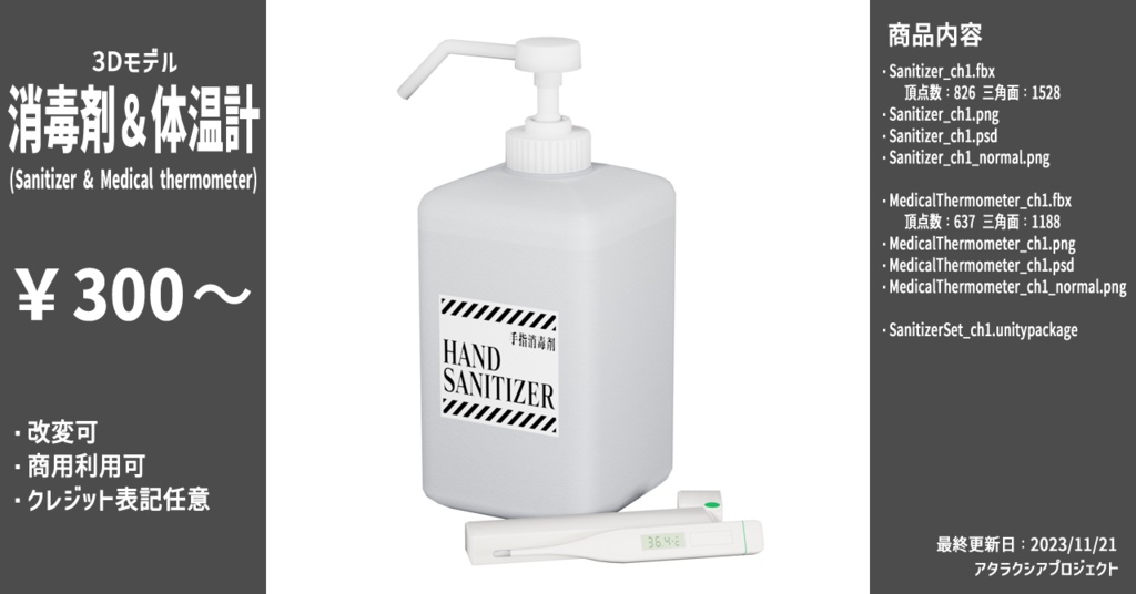 消毒剤＆体温計 / Sanitizer & Medical thermometer
