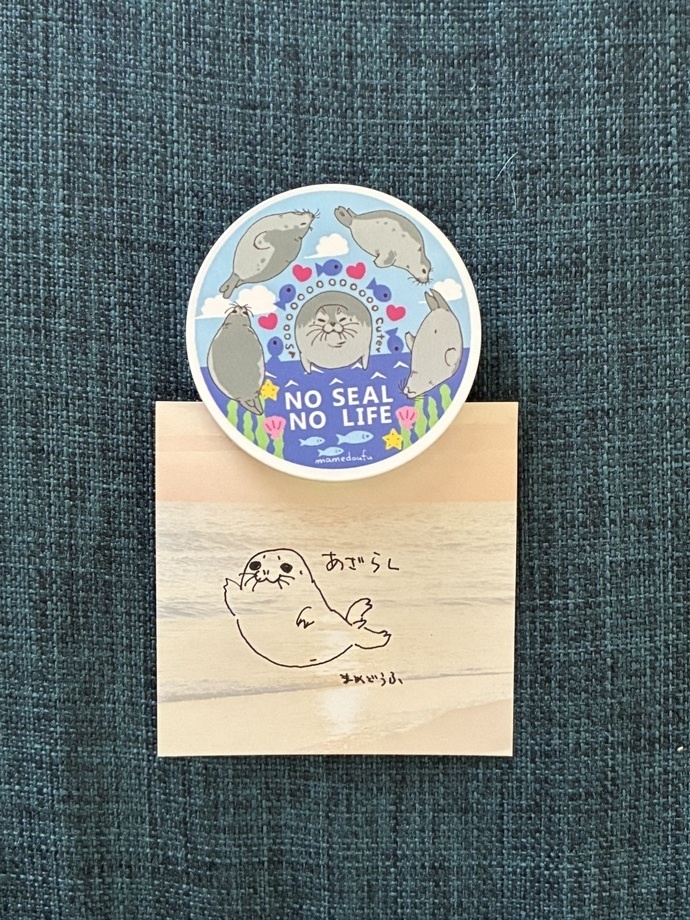 アザラシ 丸型クリップマグネット