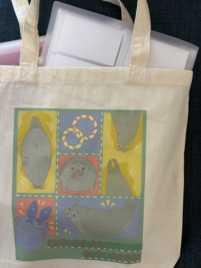 アザラシプリントトートバッグ カラフルブロック