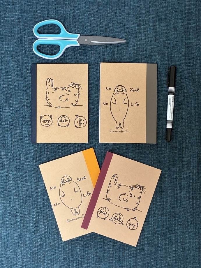 アザラシ手描き・スタンプミニノート