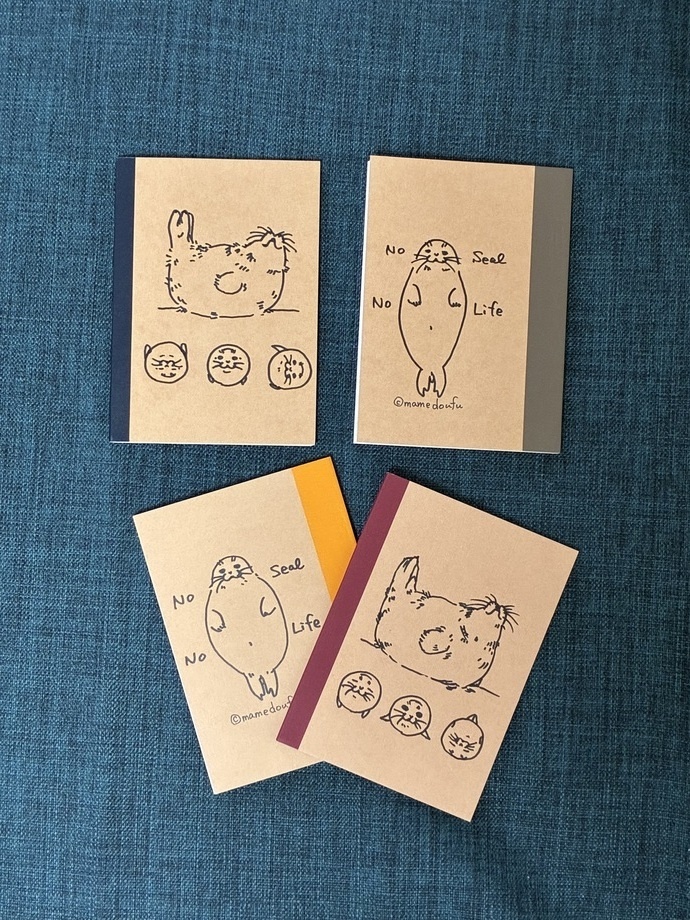 アザラシ手描き・スタンプミニノート
