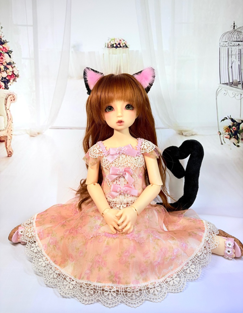 ドール用 猫耳&しっぽset*【1/3サイズドール、1/4サイズドール共用】