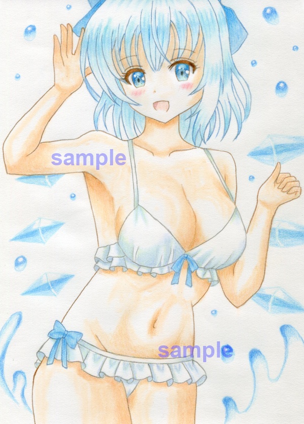 同人手描きイラスト　チルノ　東方プロジェクト