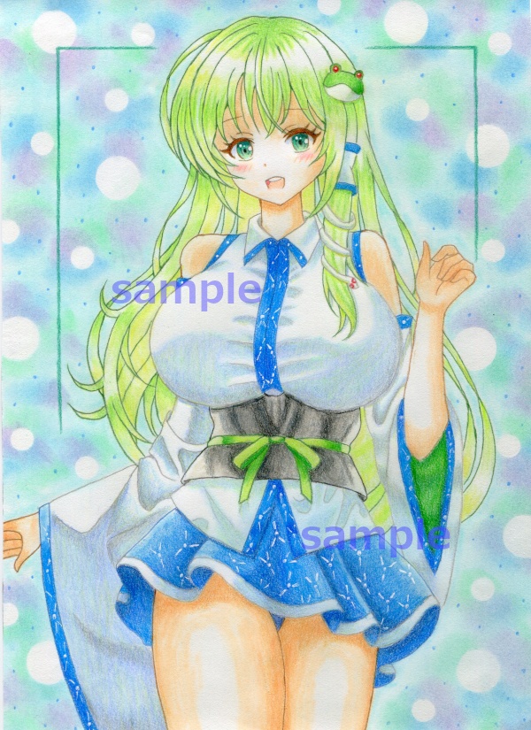 同人手描きイラスト　東風谷早苗