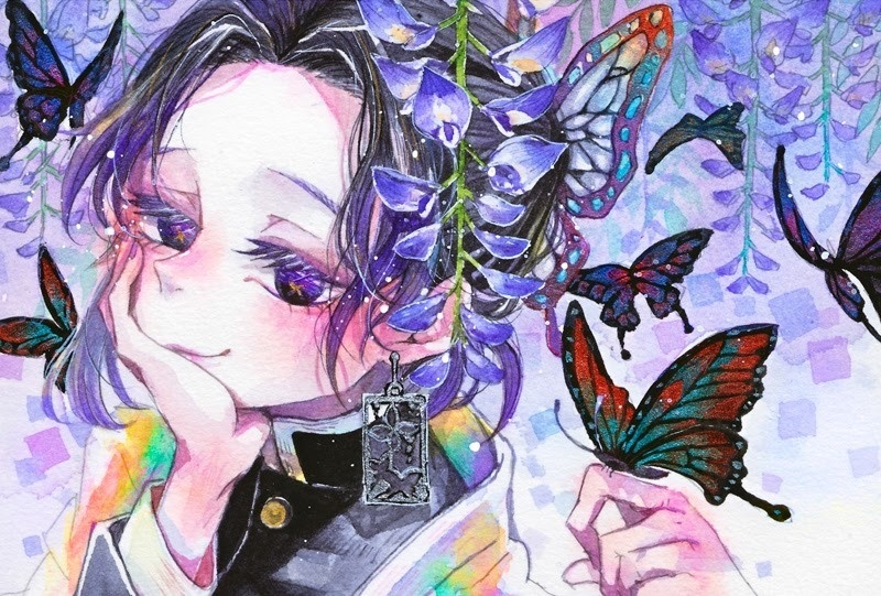 【胡蝶 しのぶ】イメージピアスorイヤリング ポストカード付き!