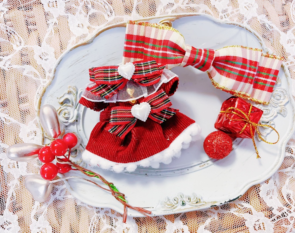 チェックリボンワンピース