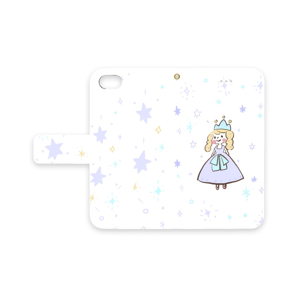 iPhone手帳型ケース(穴・ベルトつき)(iPhone 8,7,SE )*雪と星のプリンセス*