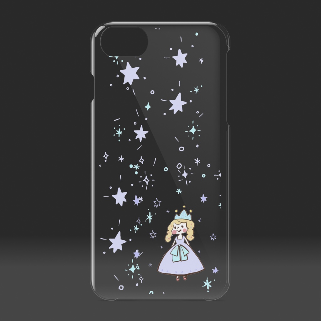 クリアiPhone (iPhone 8,7,SE)ケース*雪と星のプリンセス