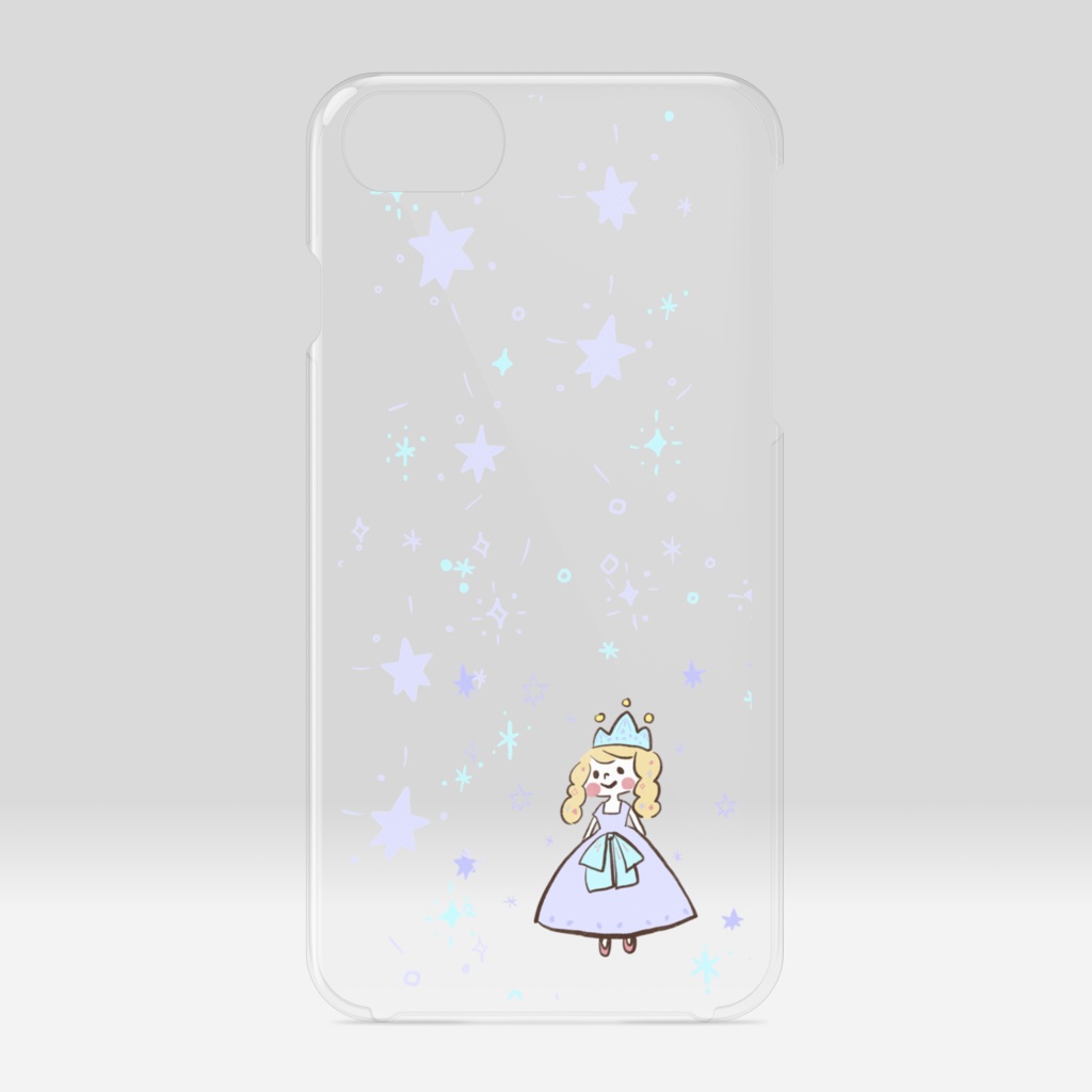 クリアiPhone (iPhone 8,7,SE)ケース*雪と星のプリンセス