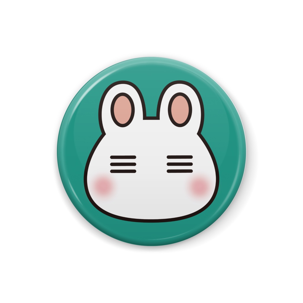 ウサボーの缶バッチ（濃い緑）32mm