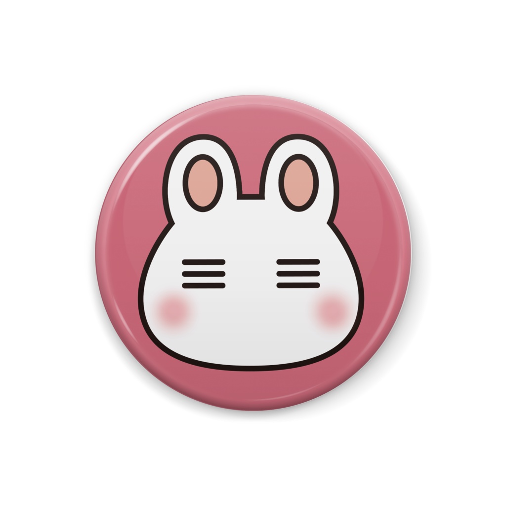 ウサボーの缶バッチ（濃いピンク）32mm