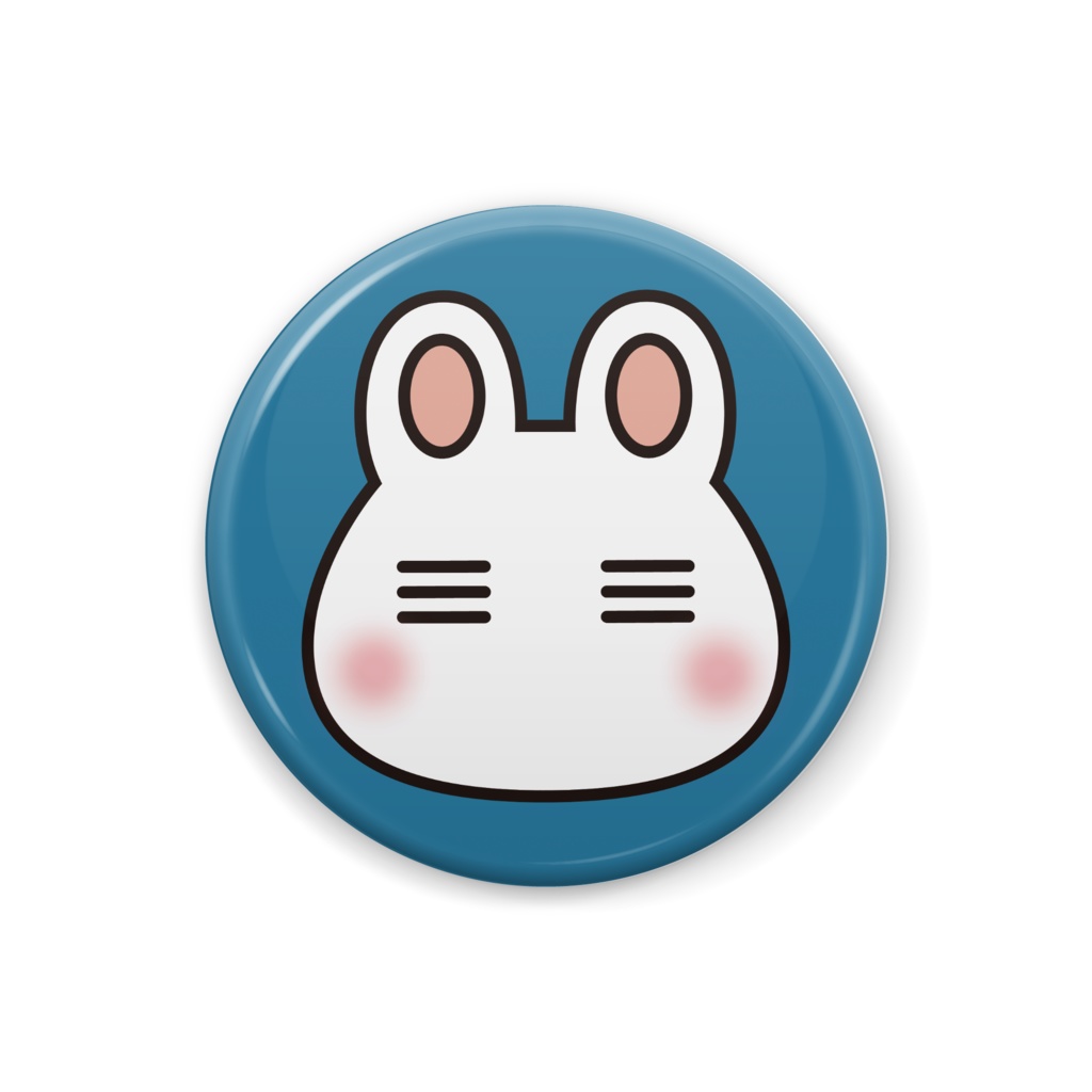 ウサボーの缶バッチ(濃い青)32mm