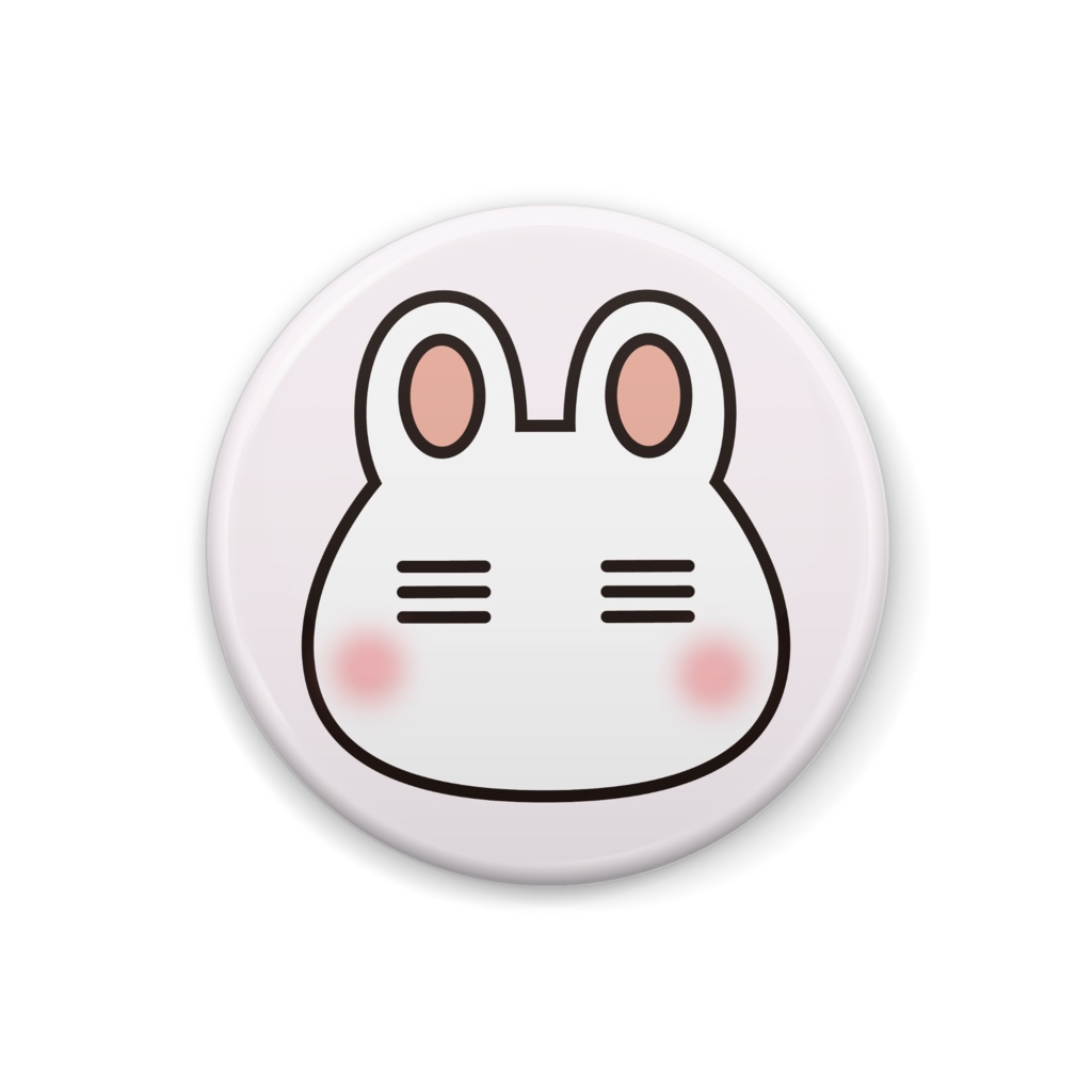 ウサボーの缶バッチ(薄いピンク)32mm