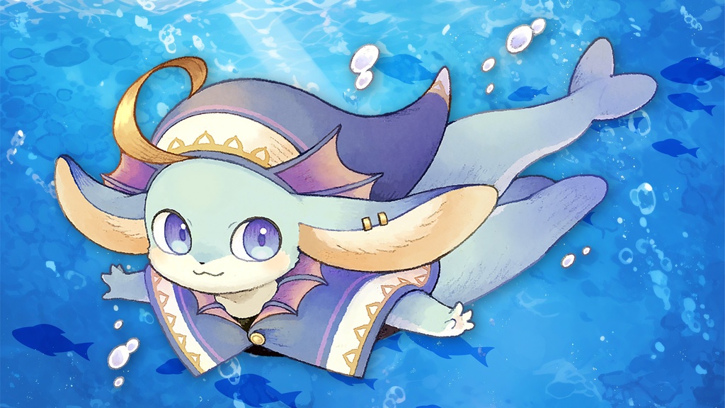 うろこ待ち受け画像ーPC版　泳ぐうろこ　2556×1440
