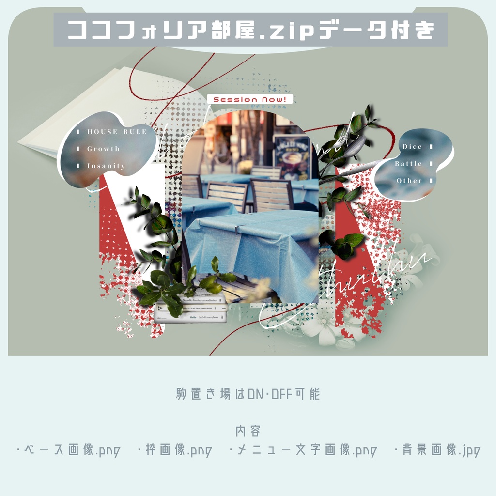 【TRPG】置くだけ簡単!ココフォリア部屋素材 no.3【カントリー風】