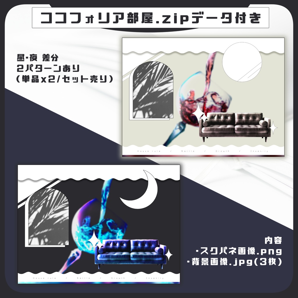【TRPG】置くだけ簡単!ココフォリア部屋素材 no.11【ミッドナイトな部屋】