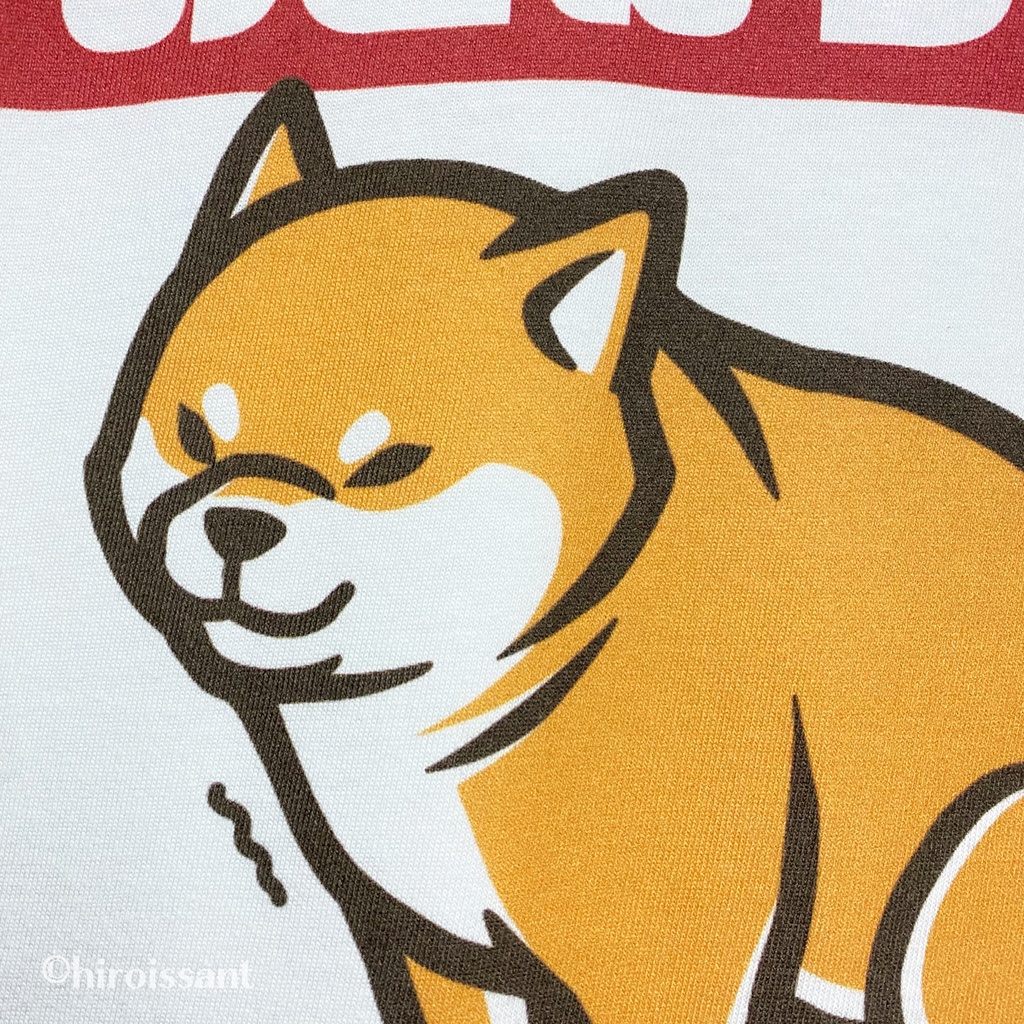 柴犬白Tシャツ（赤柴おきばりやす）