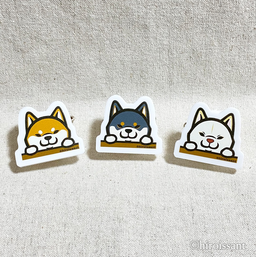 アクリルクリップバッジ（柴犬ひょっこり）