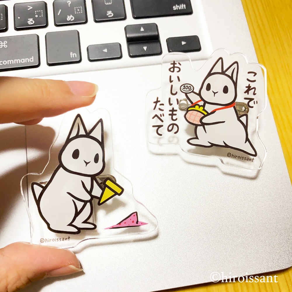 アクリルクリップバッジ(うさぎアイス)