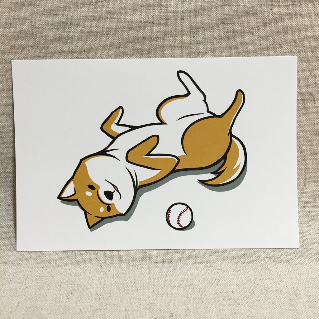 ポストカード　柴犬誘う