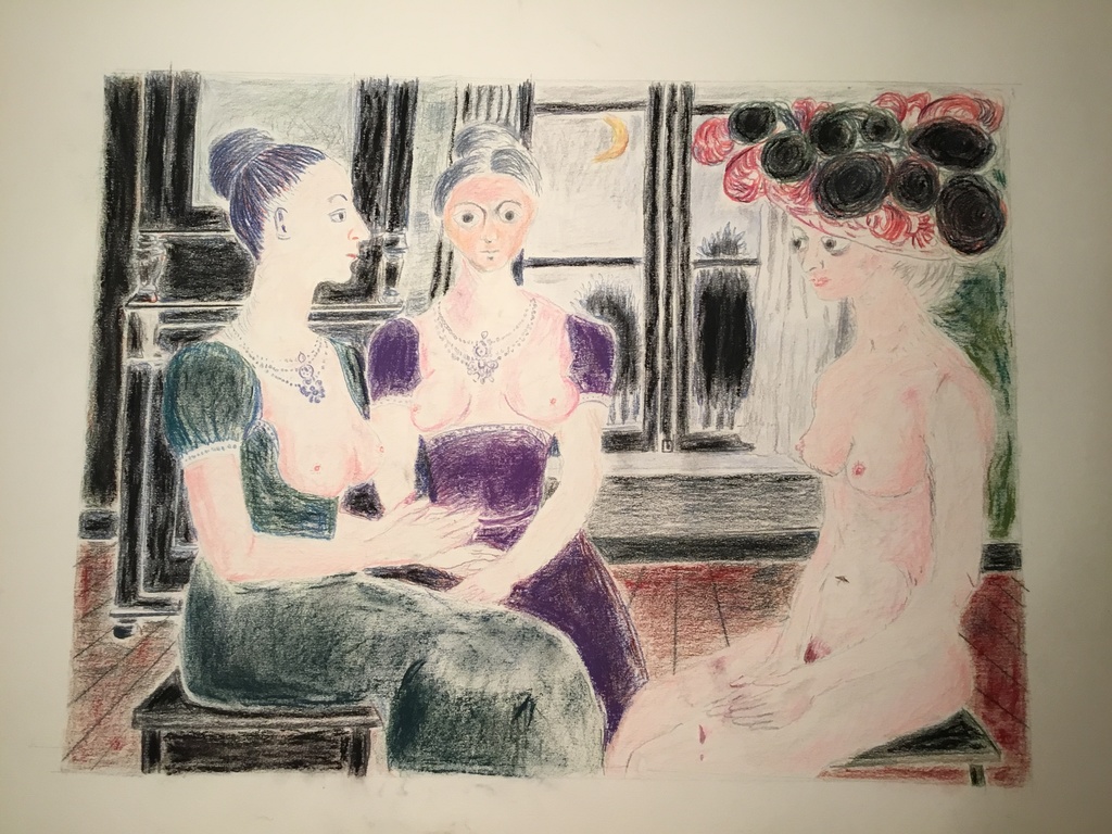 模写絵 ポールデルボー  窓辺