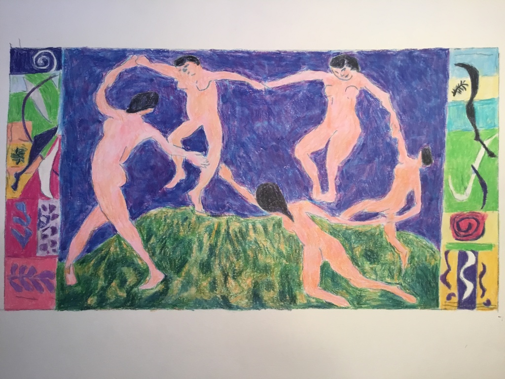 模写絵 マチス「 ダンス」「切り絵」を組み合わせました。