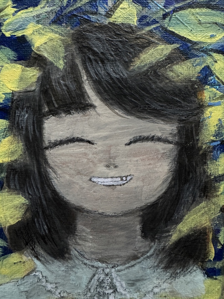 《はにかみ》“She smiled shyly”