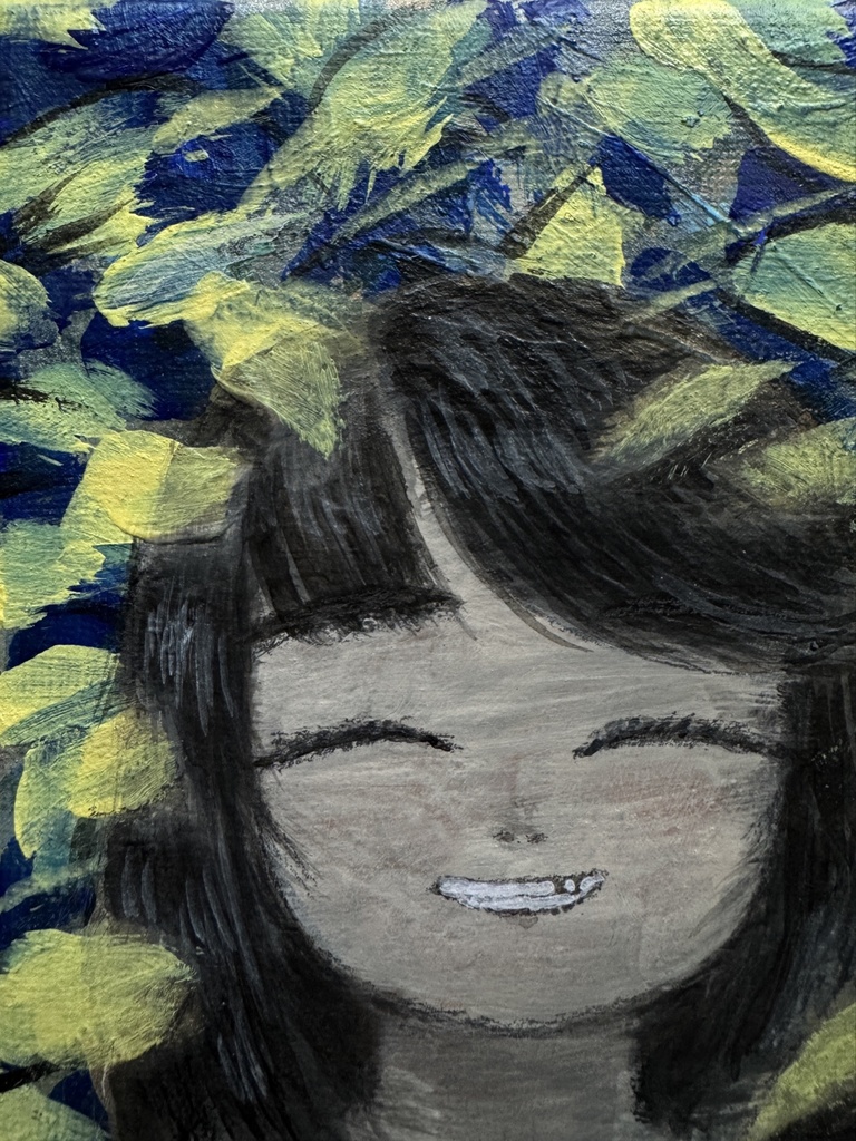 《はにかみ》“She smiled shyly”