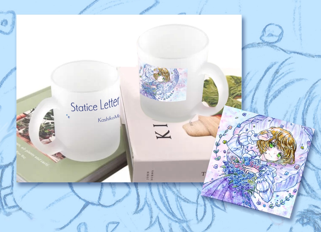 【Statice Letter】発売記念限定グッズ『ガラスのマグカップ』&『布製コースター』