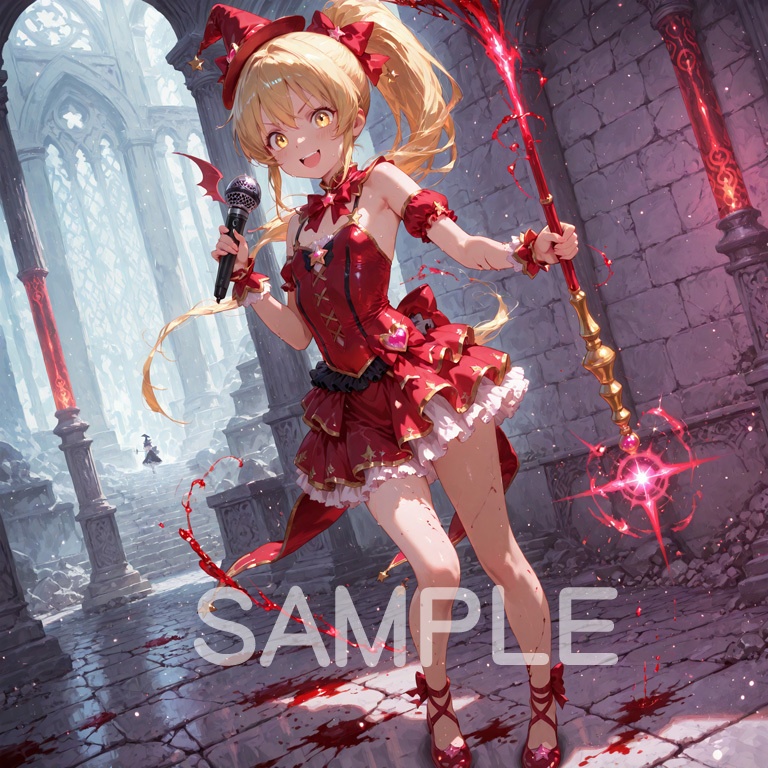⚡ホラーな世界の魔法少女シリーズ+ちびキャラ素材 vol.4【陽キャアイドル魔女「ピリカ」】電気と光の異世界アイドル!