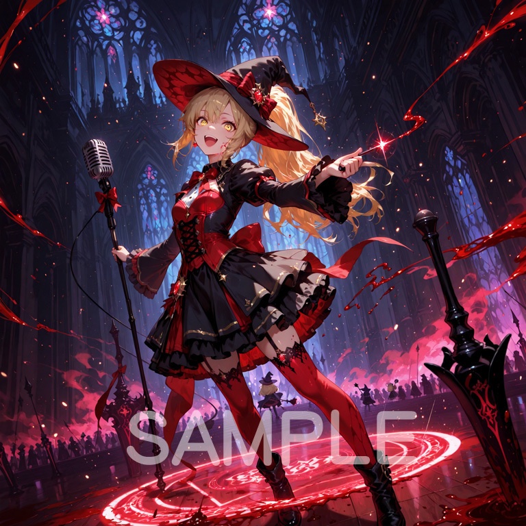 ⚡ホラーな世界の魔法少女シリーズ+ちびキャラ素材 vol.4【陽キャアイドル魔女「ピリカ」】電気と光の異世界アイドル!