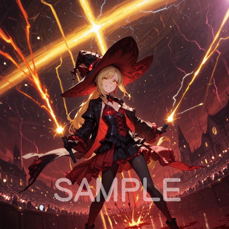 ⚡ホラーな世界の魔法少女シリーズ+ちびキャラ素材 vol.4【陽キャアイドル魔女「ピリカ」】電気と光の異世界アイドル!