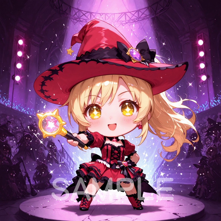 ⚡ホラーな世界の魔法少女シリーズ+ちびキャラ素材 vol.4【陽キャアイドル魔女「ピリカ」】電気と光の異世界アイドル!