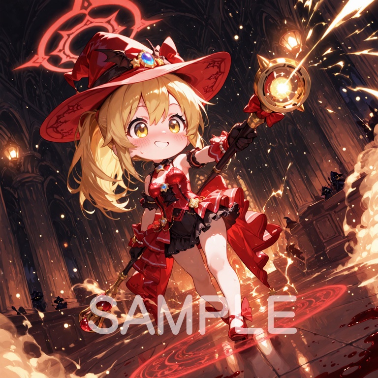 ⚡ホラーな世界の魔法少女シリーズ+ちびキャラ素材 vol.4【陽キャアイドル魔女「ピリカ」】電気と光の異世界アイドル!