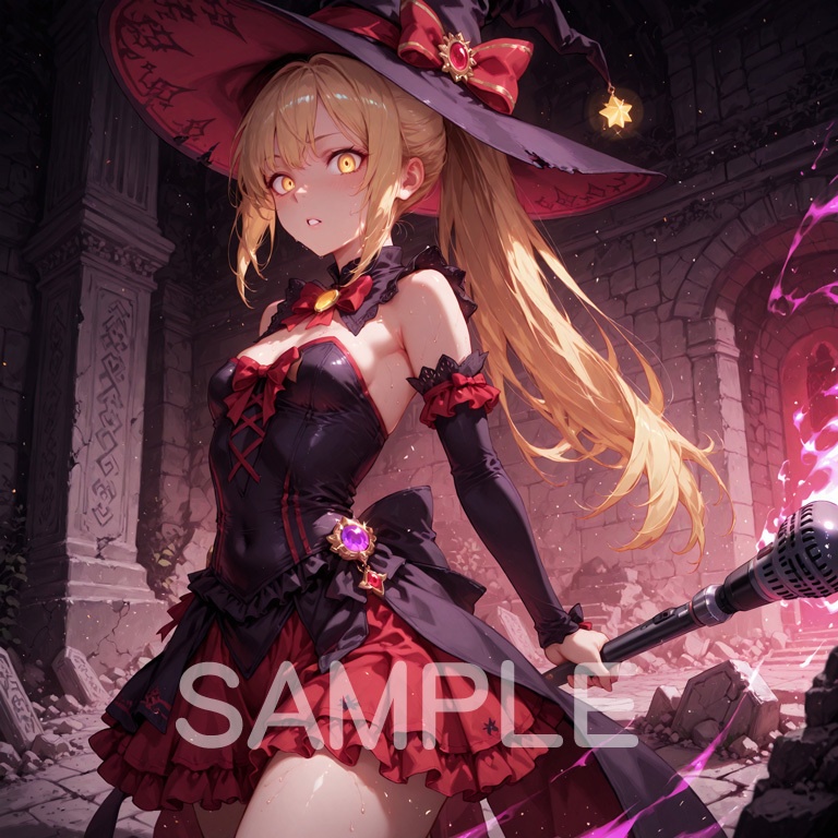⚡ホラーな世界の魔法少女シリーズ+ちびキャラ素材 vol.4【陽キャアイドル魔女「ピリカ」】電気と光の異世界アイドル!