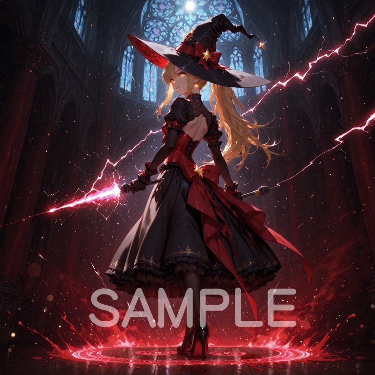 ⚡ホラーな世界の魔法少女シリーズ+ちびキャラ素材 vol.4【陽キャアイドル魔女「ピリカ」】電気と光の異世界アイドル!