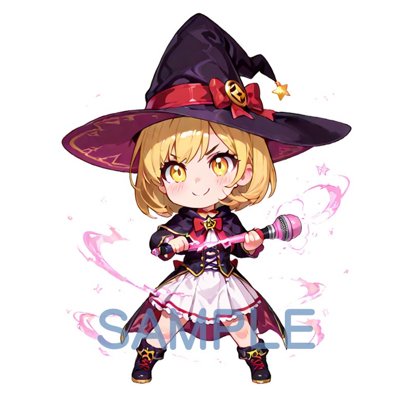 ⚡ホラーな世界の魔法少女シリーズ+ちびキャラ素材 vol.4【陽キャアイドル魔女「ピリカ」】電気と光の異世界アイドル!