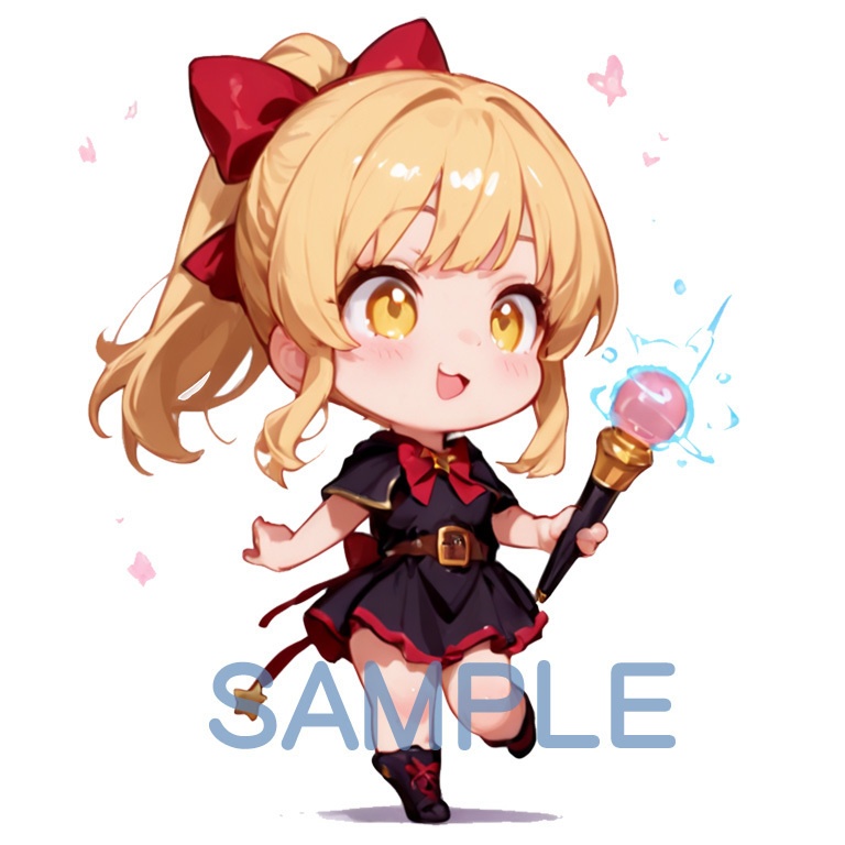 ⚡ホラーな世界の魔法少女シリーズ+ちびキャラ素材 vol.4【陽キャアイドル魔女「ピリカ」】電気と光の異世界アイドル!