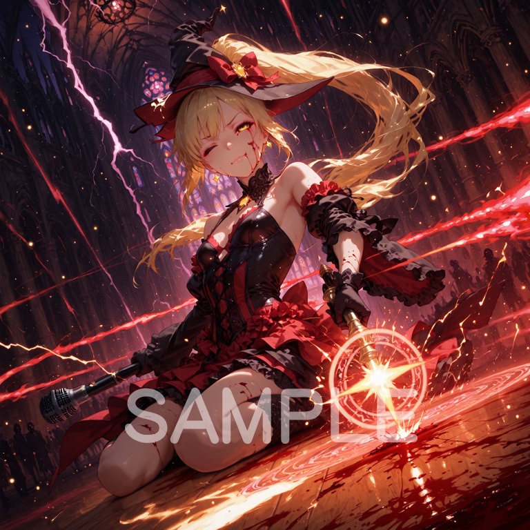 ⚡ホラーな世界の魔法少女シリーズ+ちびキャラ素材 vol.4【陽キャアイドル魔女「ピリカ」】電気と光の異世界アイドル!