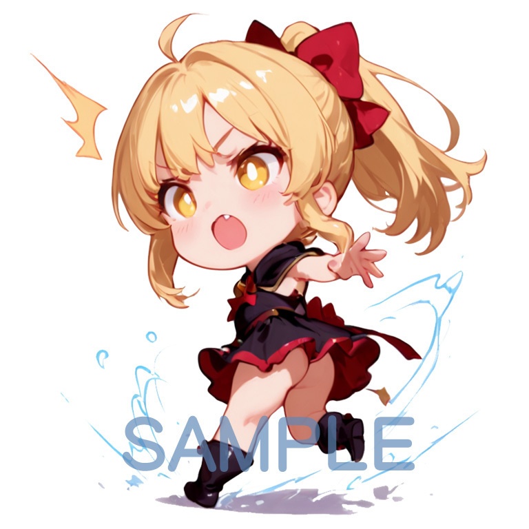 ⚡ホラーな世界の魔法少女シリーズ+ちびキャラ素材 vol.4【陽キャアイドル魔女「ピリカ」】電気と光の異世界アイドル!